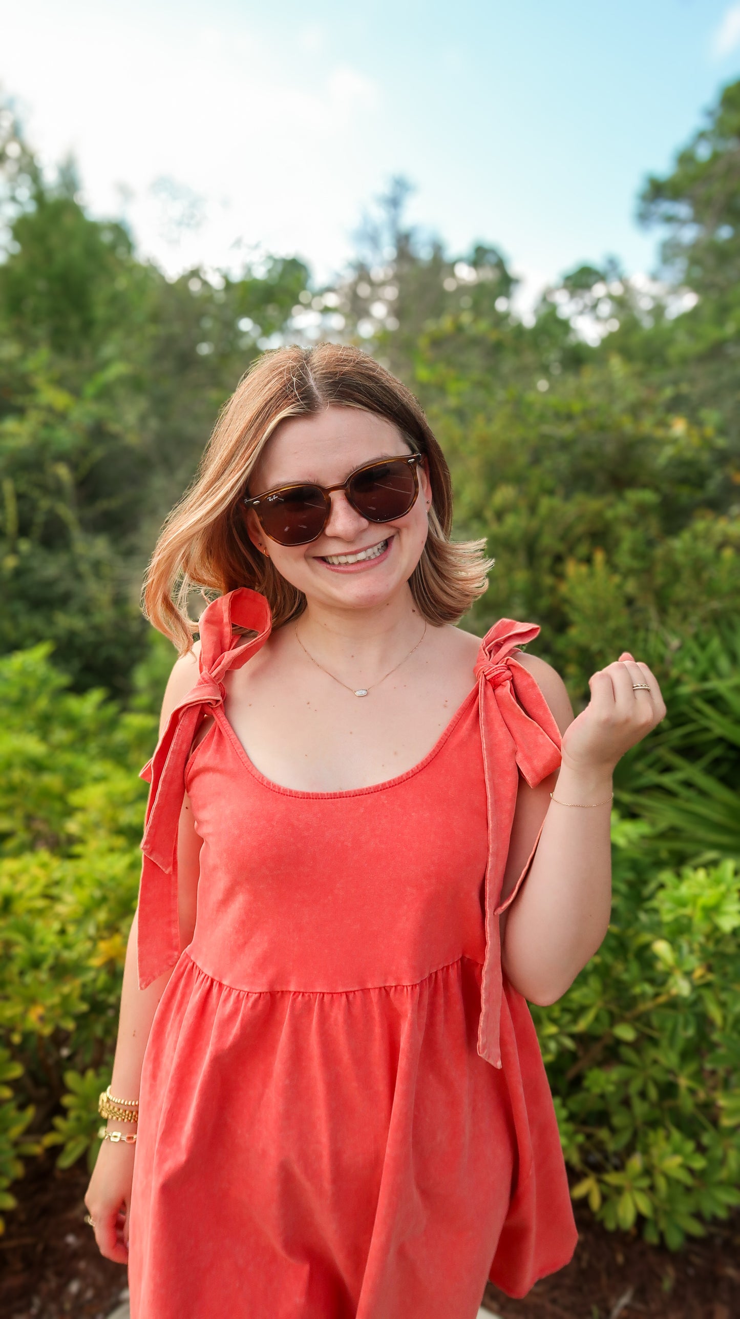 Washed Babydoll Dress in Red