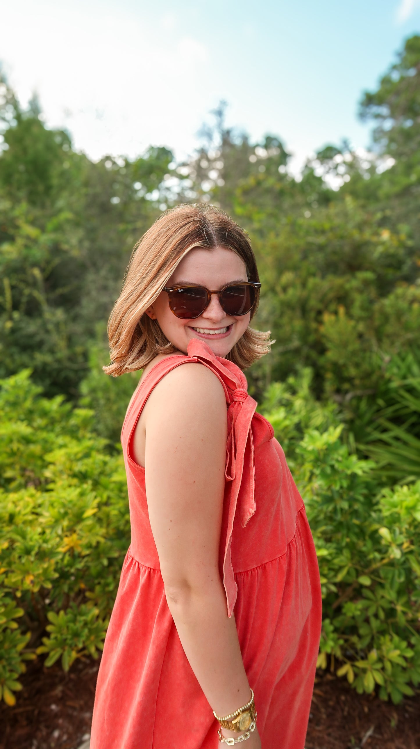 Washed Babydoll Dress in Red