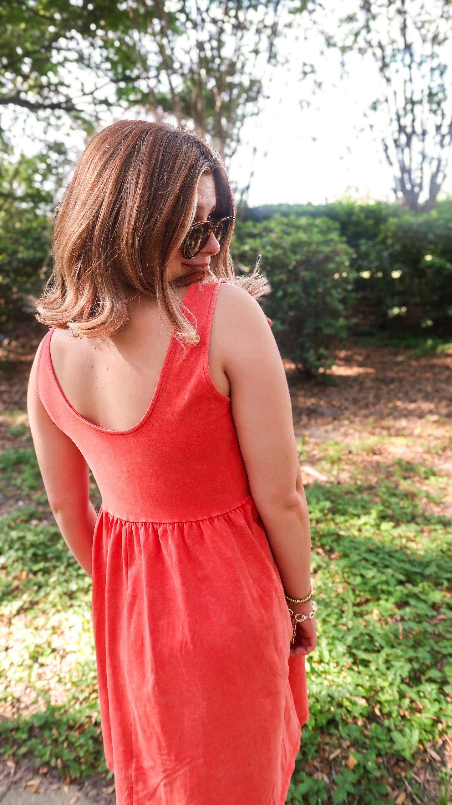 Washed Babydoll Dress in Red
