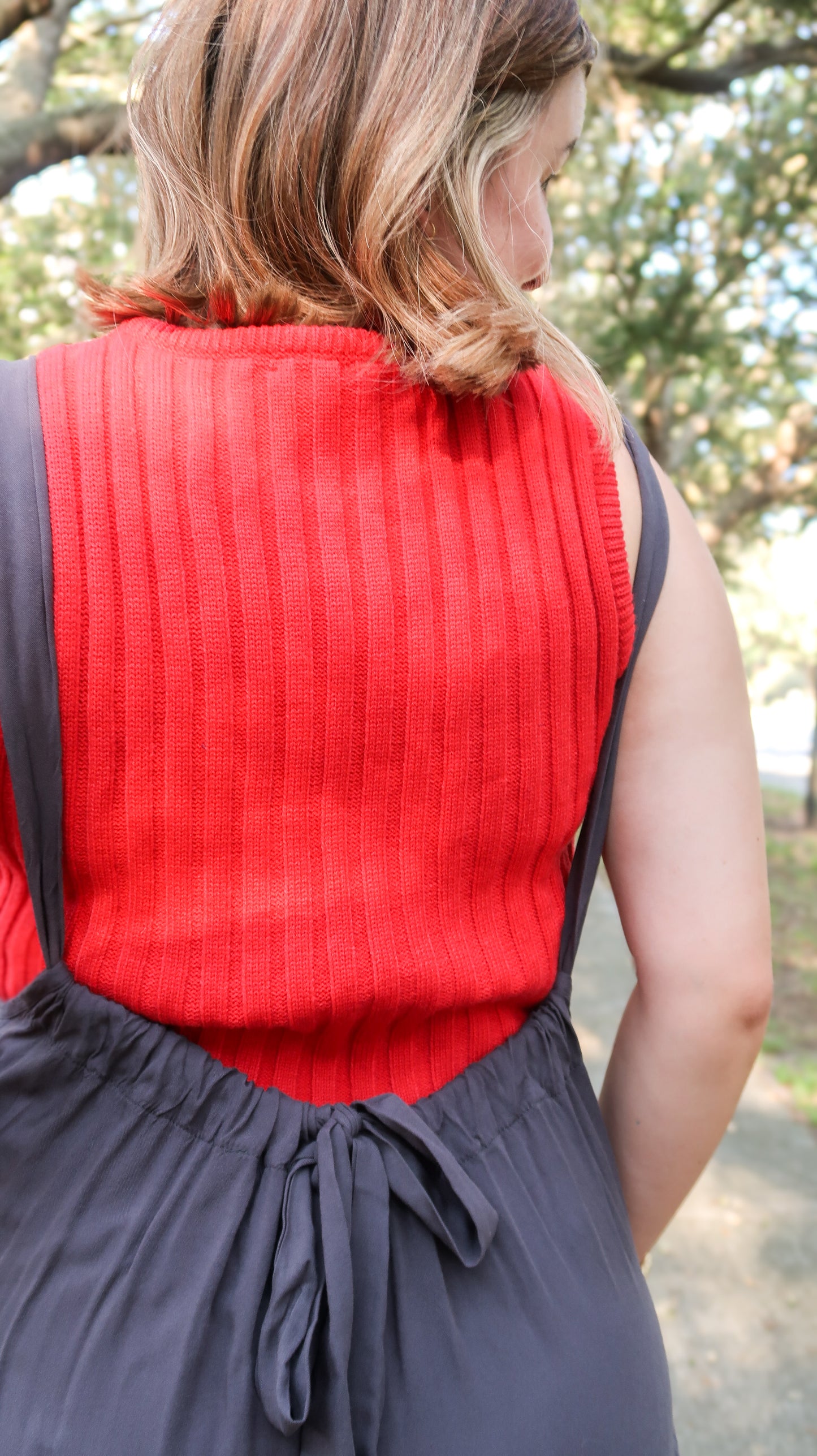 Woven Suspender Jumpsuit in Charcoal
