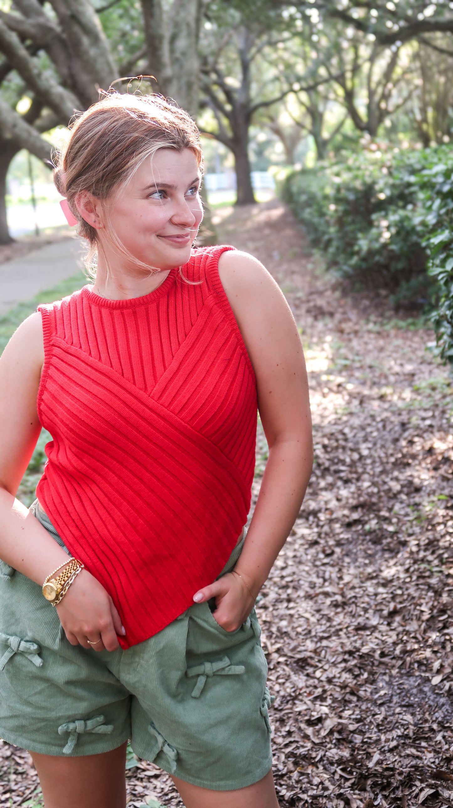 Sweater Tank Textured in Red