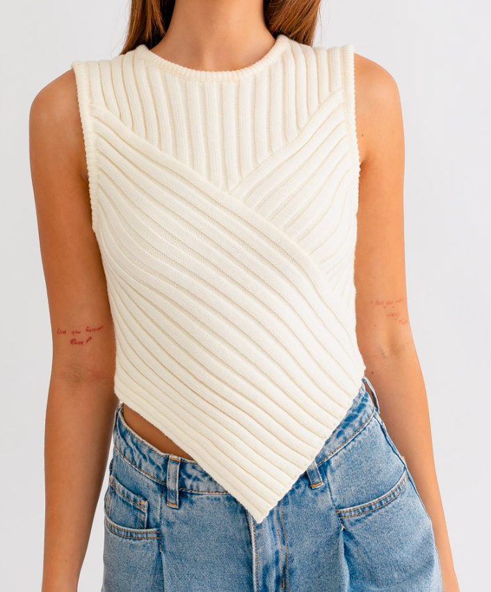 Sweater Tank Textured in White